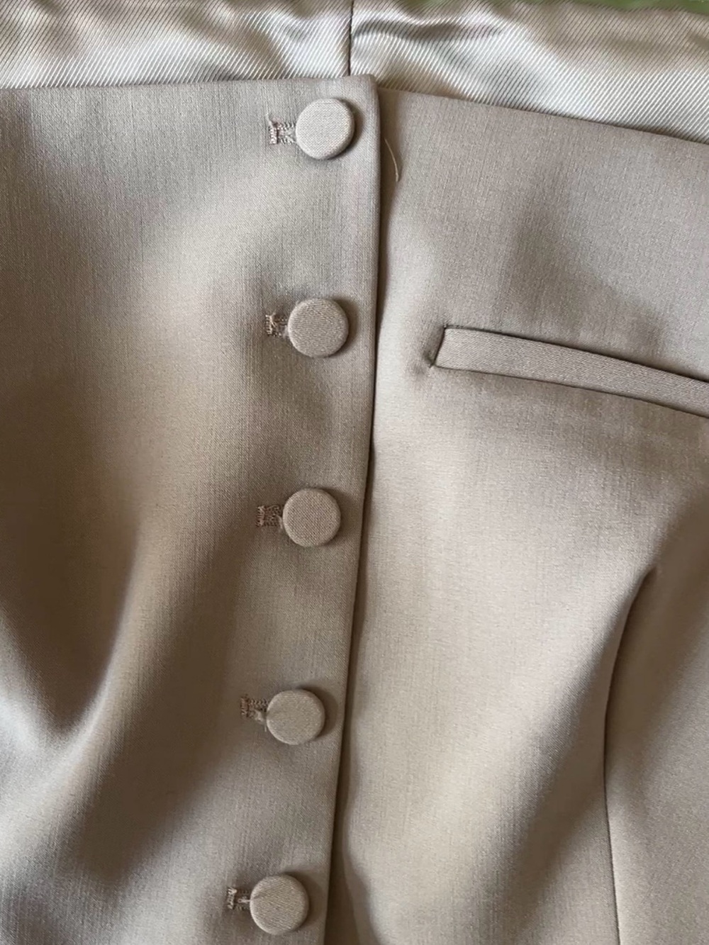 Zara Neutral Beige Button-Front Slim Strap vest - Picture 4 of 4